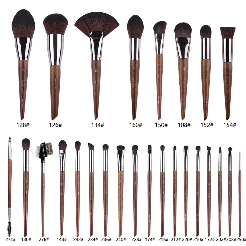 2 peças/35 peças mf pincéis de maquiagem macios de madeira natural, pó, base, corretivo, pincel de maquiagem, blush, ferramentas de sombra de cabelo sintético
