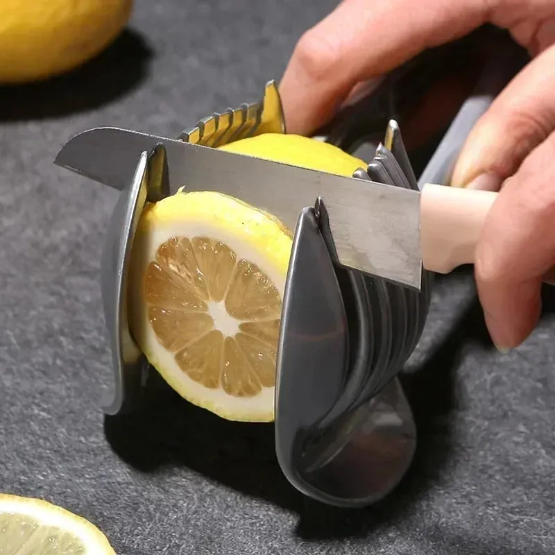 Fatiador portátil de cozinha em aço inoxidável, laranja, limão, tomate, clipe de corte, fatiador de frutas, cebola, acessório de cozinha