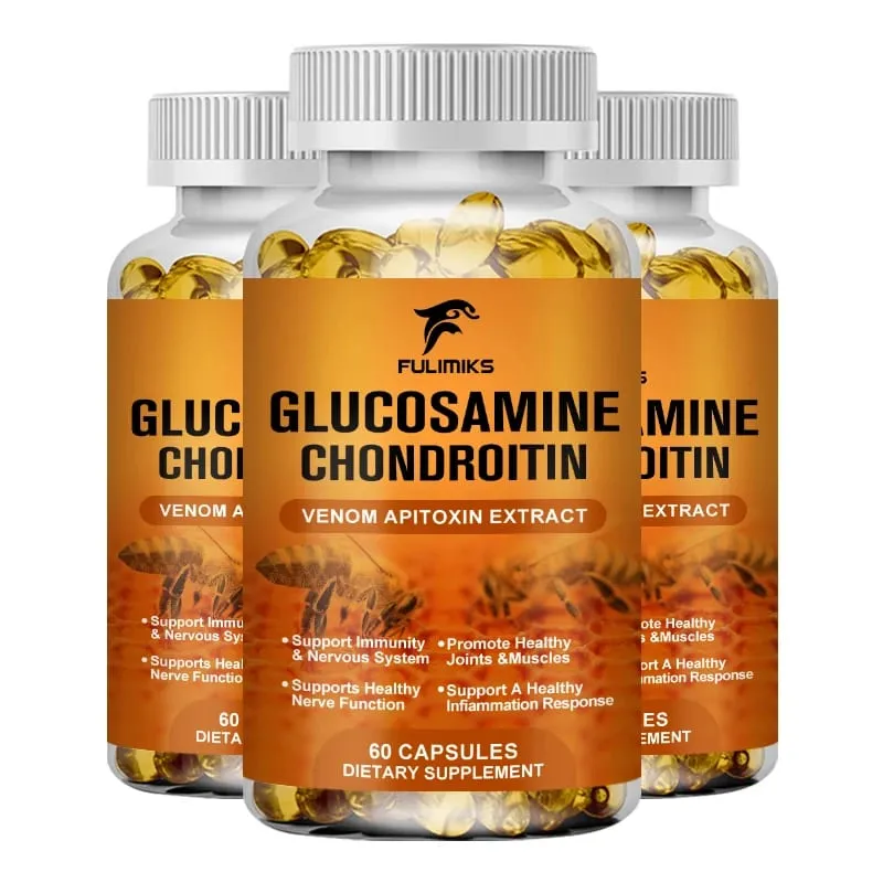 Suplemento Premium de Glucosamina e Condroitina com Veneno de Abelha MSM e Ácido Hialurônico Apoia a Flexibilidade das Articulações e a Saúde da Cartilagem