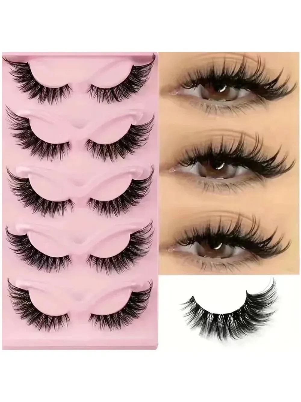 Venda quente 5 pares de cílios postiços olho de gato aparência natural cílios finos para maquiagem diária dos olhos