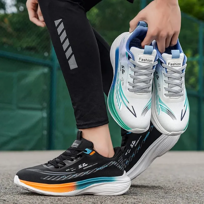 Tênis de corrida masculino leve respirável malha sola grossa amortecimento sapatos de caminhada casuais tamanho 39-44