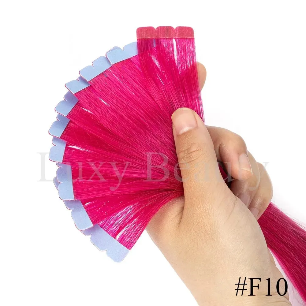 Mini fita colorida em extensões de cabelo, fita invisível sem costura em cabelo humano 10 tamanhos rosa vermelho verde roxo azul mini fita de cabelo