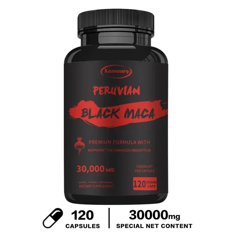 Raiz de Maca Negra de Força Máxima - 30 000 Mg - Extrato de Raiz de Maca em Gelatina do Peru