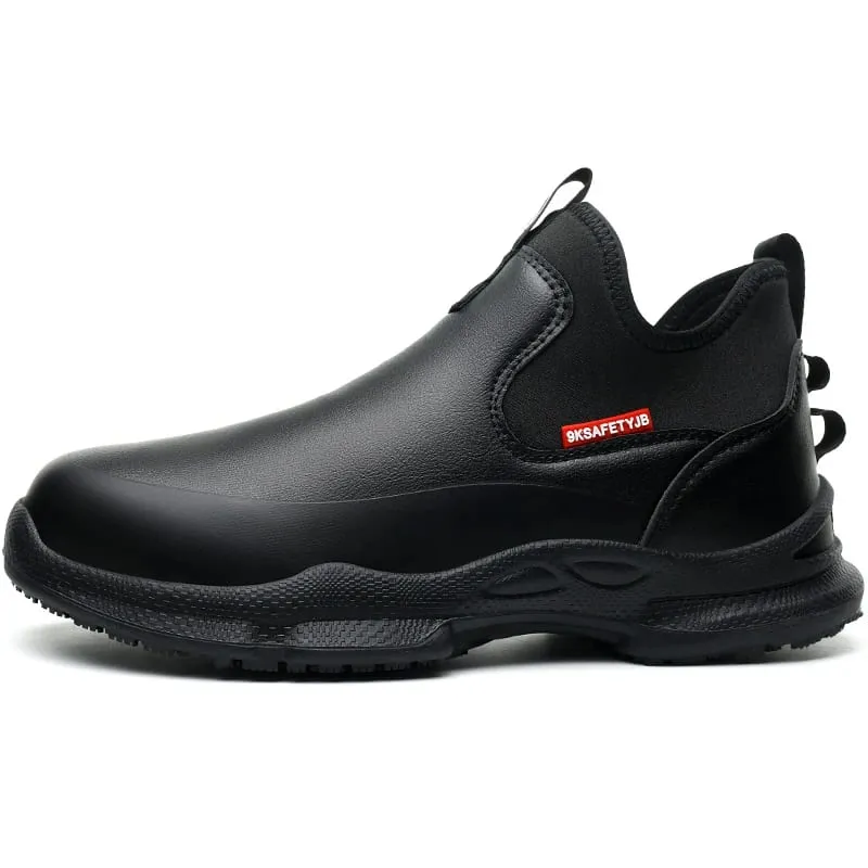 Sapatos de trabalho de cozinha antiderrapantes, botas impermeáveis ​​de trabalho, leves, sapatos de segurança para homens, sapatos de trabalho de chef, tênis de couro