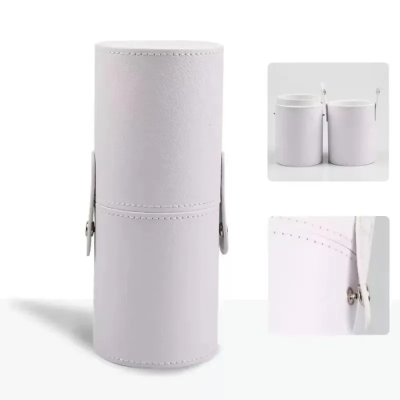 Balde de pincel de maquiagem de couro pu, à prova de poeira, à prova d'água, vazio, porta caneta, organizador portátil de pincéis de maquiagem