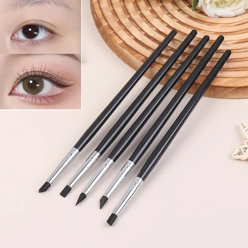【Pincel de delineador de silicone preto multiuso, pincel de batom para sobrancelha, fácil de usar, caneta para pintura de unhas, modelagem de olhos, maquiagem