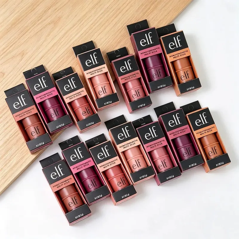 Elf bastão de blush multiuso três em um, alto brilho, contorno natural, maquiagem nude para lábios e bochechas
