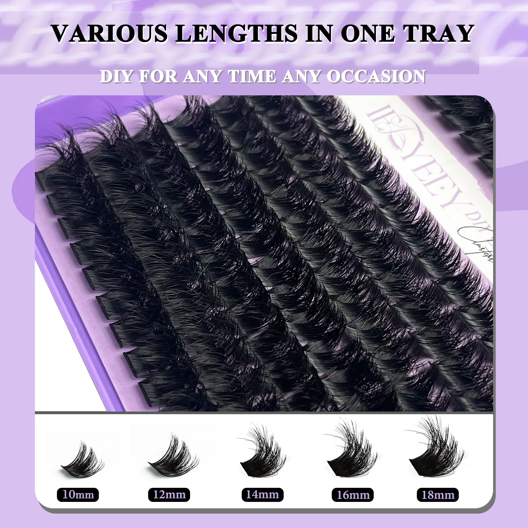 5D Volume Fluffy Lashes Clusters 50D-150D Natural Thick Mink Cluster Lashes 10-18mm Mixed Length DIY Eyelash Extensions