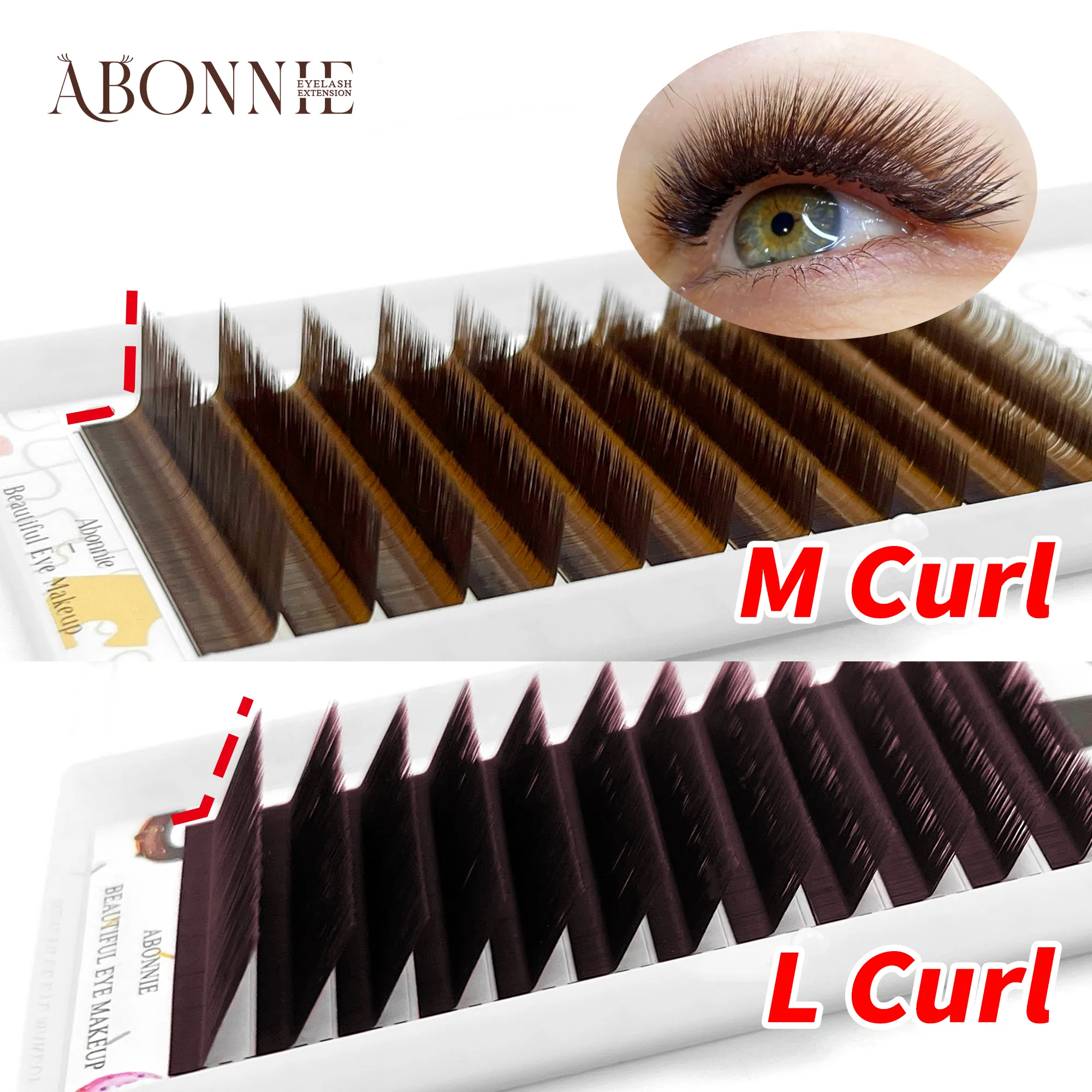 Abonnie LB Brown Lashes M Curl Extensões de cílios clássicas Foxy Eye Lash Cocoa Lashes Cílios coloridos Cílios fofos