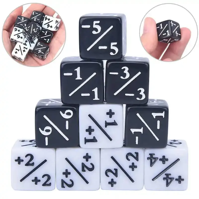 16mm 6 Side Dice Counters +1-1 Kids Toy Counting For MTG The Gathering Card Gaming Token Loyalty Gift 10PCS/Bag — image 3