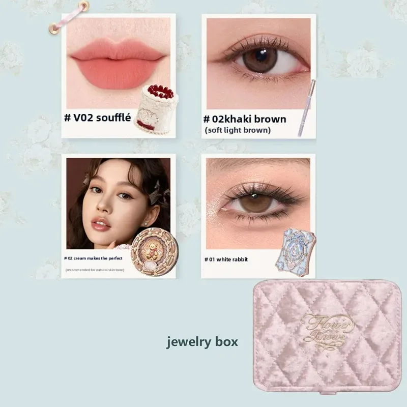 Flor sabe caixa de presente de maquiagem paleta de sombra cintilante cupido delineador labial cobertura completa corretivo tudo-em-um kit de beleza