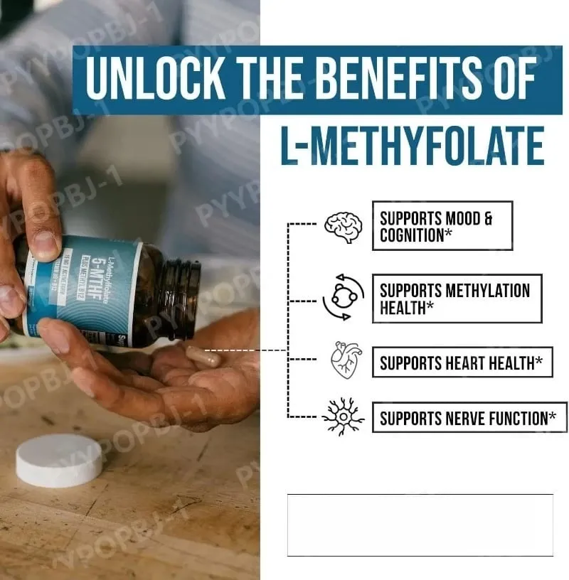 L Metilfolato 5 MTHF 15mg Mais Metil B12 Vitamina B9 Forma Ativa Suplemento Nutricional 60 Cápsulas