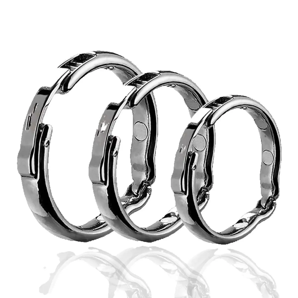 Metal s/m/l/xl tamanho atraso ejaculação pênis bondage anel de aço inoxidável masculino pênis bloqueio galo anel conjunto ereção brinquedos sexuais para homem — image 1