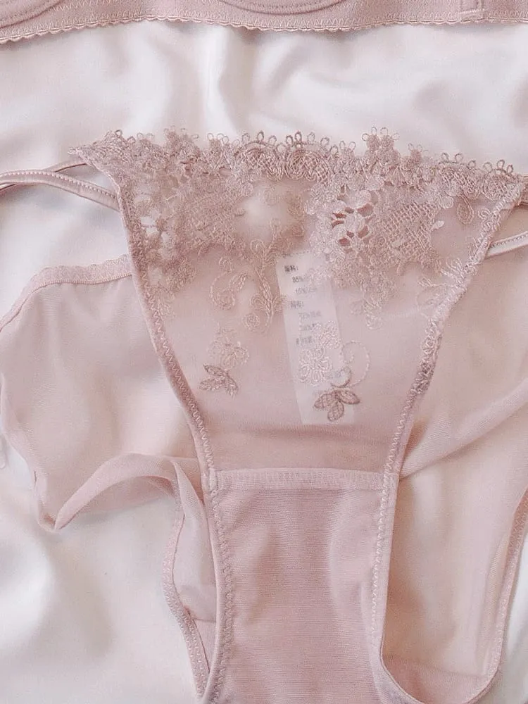 Parisian Lace Bust Reducer - French Steel Ring Bra Set Rabbit-Ear Design Slimming Minimizer Lingerie Tushy for Full Chest