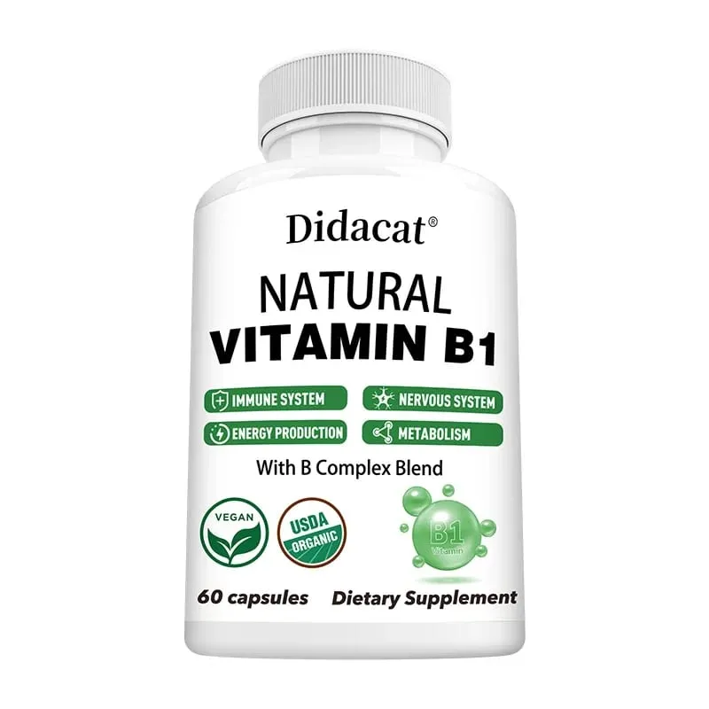 Didacat Vitamina B1 ajuda o sistema imunológico, sistema nervoso, suporte energético, suplemento dietético