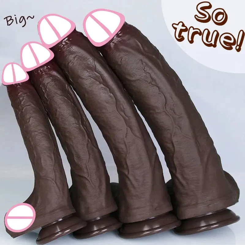 Realista 4 tamanhos macio grande vibrador duplo silicone ventosa pênis casais masturbação galo macio mulher homem anal adulto brinquedo do sexo
