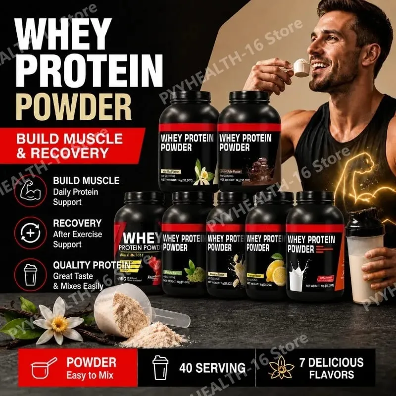Whey Protein Powder Múltiplos Sabores Suporte Muscular Magro e Nutrição Pós-Treino Easy Mix Protein 40 Porções 1kg / 35,2 Oz