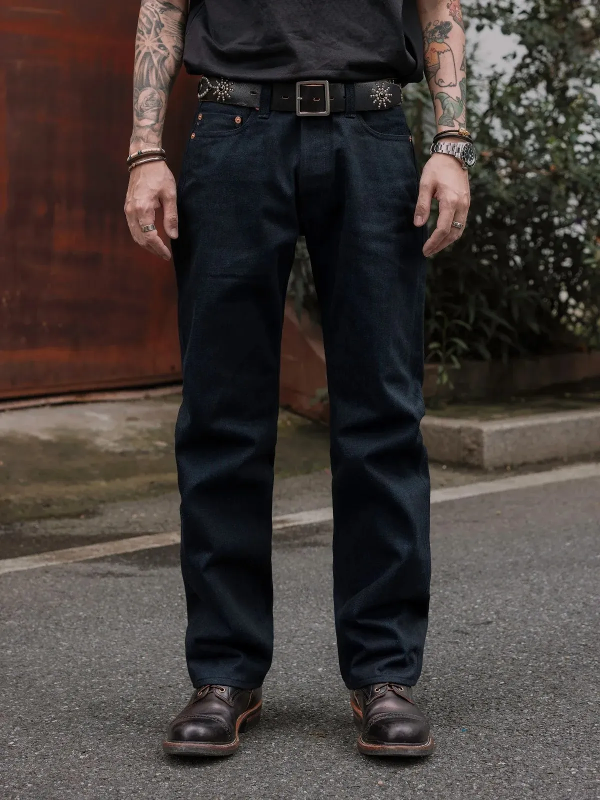 Red Tornado Midnight Blue Selvedge Jeans Masculino 16oz Denim Straight Fit Dark Indigo Workwear Calças — image 1