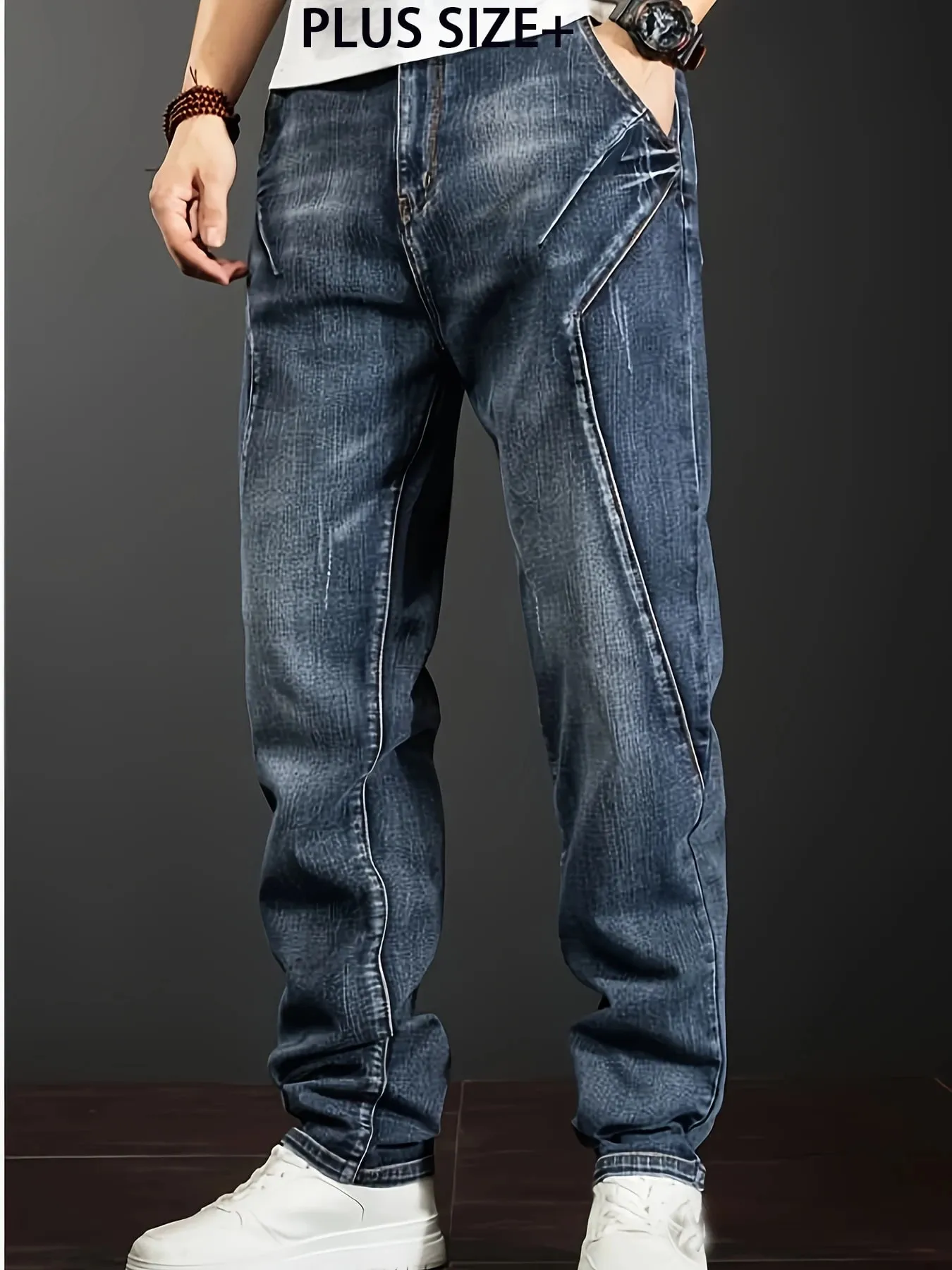 Plus Size Pants Business Men's Jeans 2Xl-6Xl Spring Summer Casual Straight Stretch Fashion Work Denim Trousers Male Clothing