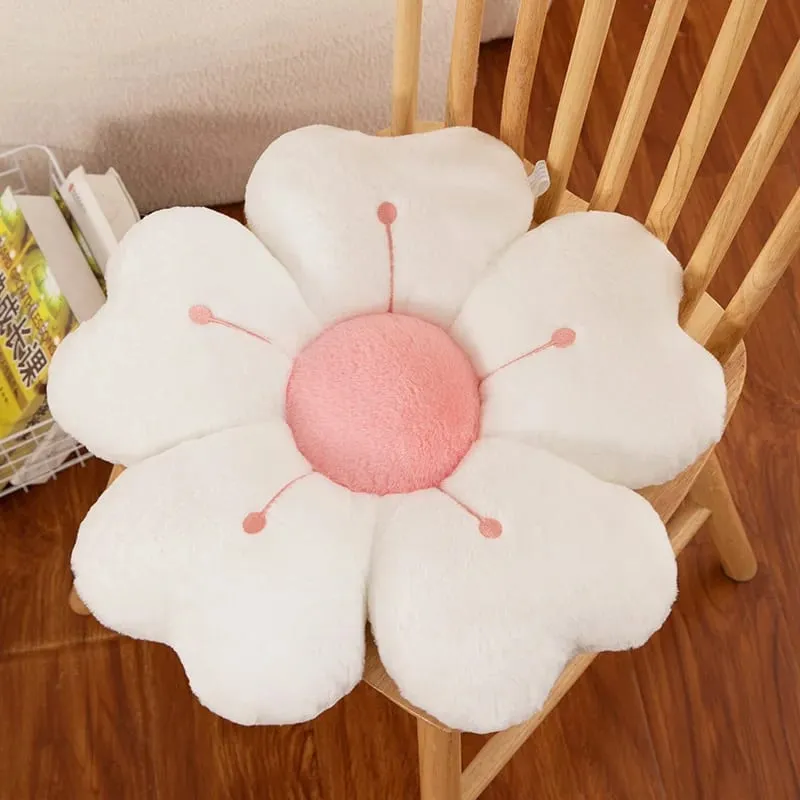 Almofada de pelúcia confortável em formato de flor de margarida - almofada decorativa fofa para cama e sofá tecido de poliéster macio