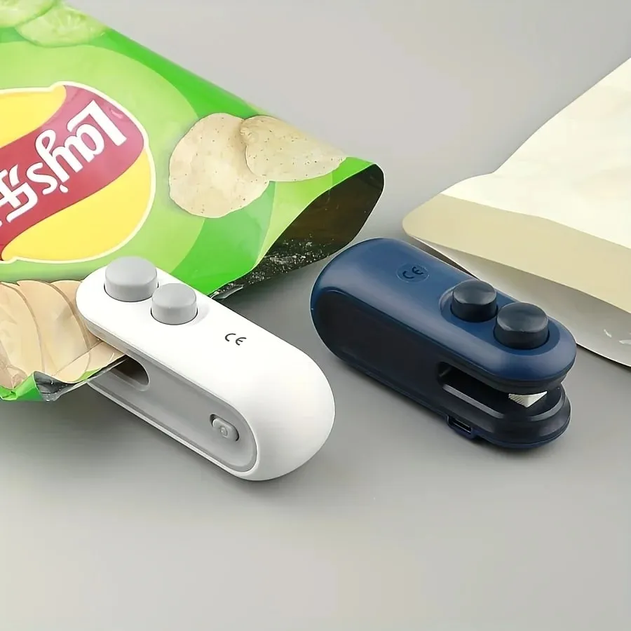 Selador de saco de lanche silencioso e portátil (pacote com 2 com cabo USB). O clipe de chip essencial para casa e camping. Reutilizável e eficiente — image 8