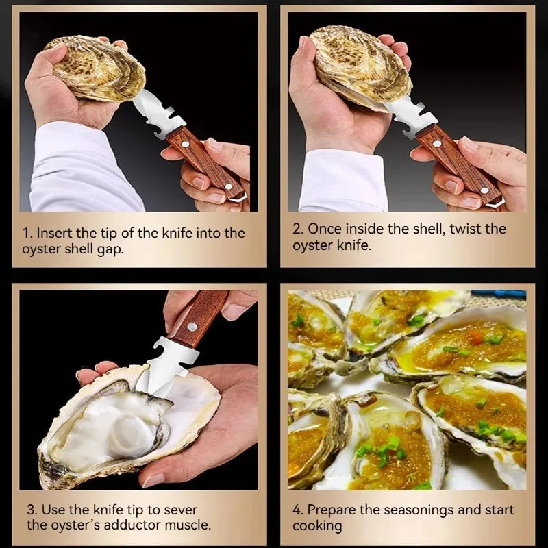 Faca de ostra afiada, concha de concha, abridor de frutos do mar, ferramenta de aço inoxidável, abridor de moluscos para conchas de caranguejo