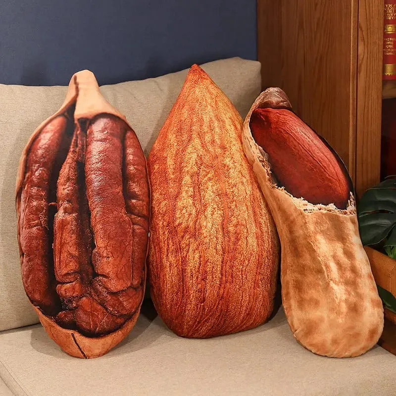 Simulational Nut Plush Pillow Creative Chestnut Plush Toy Funny Pecan Walnut Pillow Cushion Home Decor Kids Toy Birthday Gift