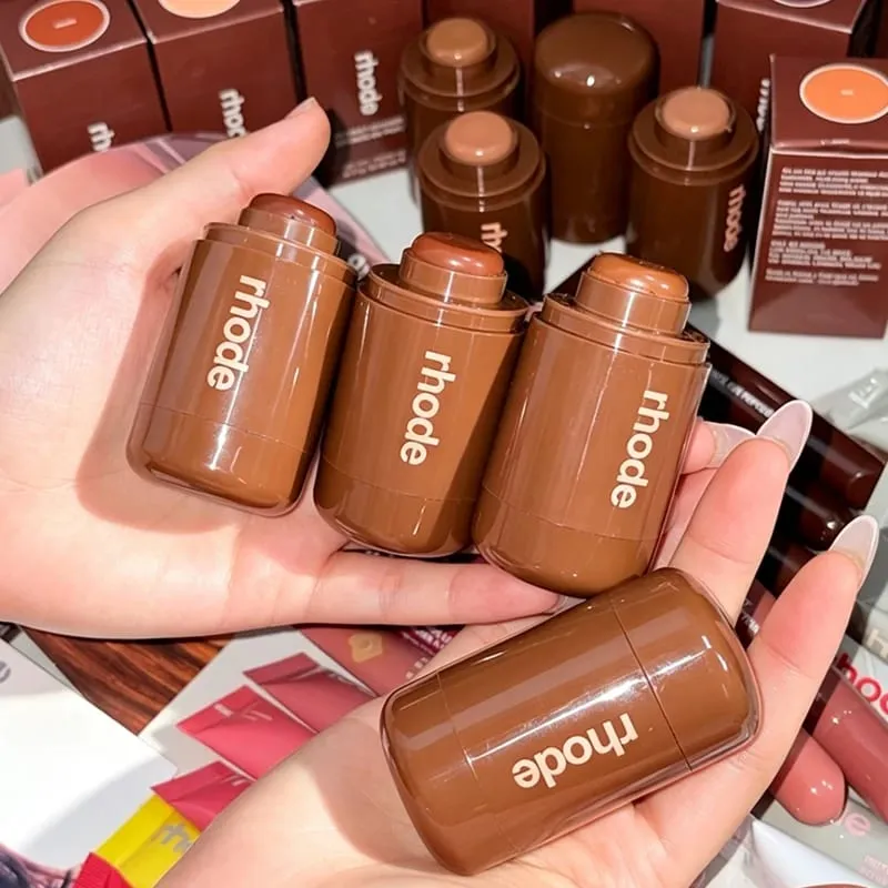 Bolso bronze vara creme contorno bronzer bálsamo bochecha blush creme rosto blush vara brilho labial maquiagem natural bálsamo inchado adesivos — image 4