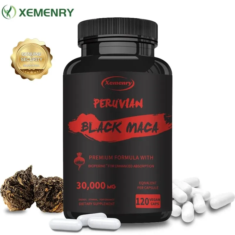 Raiz de Maca Negra de Força Máxima - 30 000 Mg - Extrato de Raiz de Maca em Gelatina do Peru