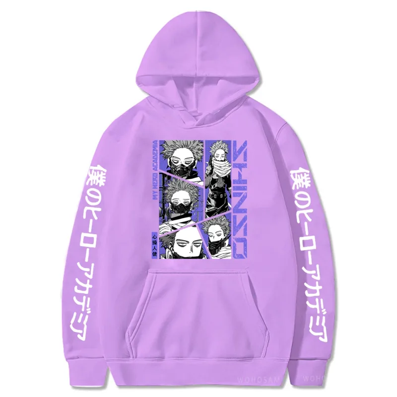 Anime My Hero Academia Hoodies Shinso Hitoshi Print Pullover Sweatshirts Harajuku Cartoon Style Crewneck Women Men Street Hoody