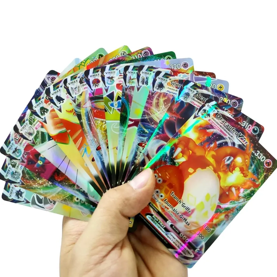 Versão francesa pokemon cartões vmax v ex gx mega carte coleção batalha treinador brinquedos de natal das crianças presente