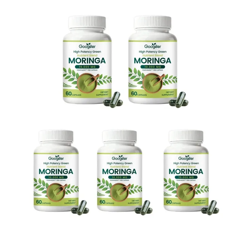 Suplemento de Moringa Premium com Extrato de Folha Natural Fórmula de Nutrição Herbal para Suporte Diário ao Bem-Estar 60 Cápsulas