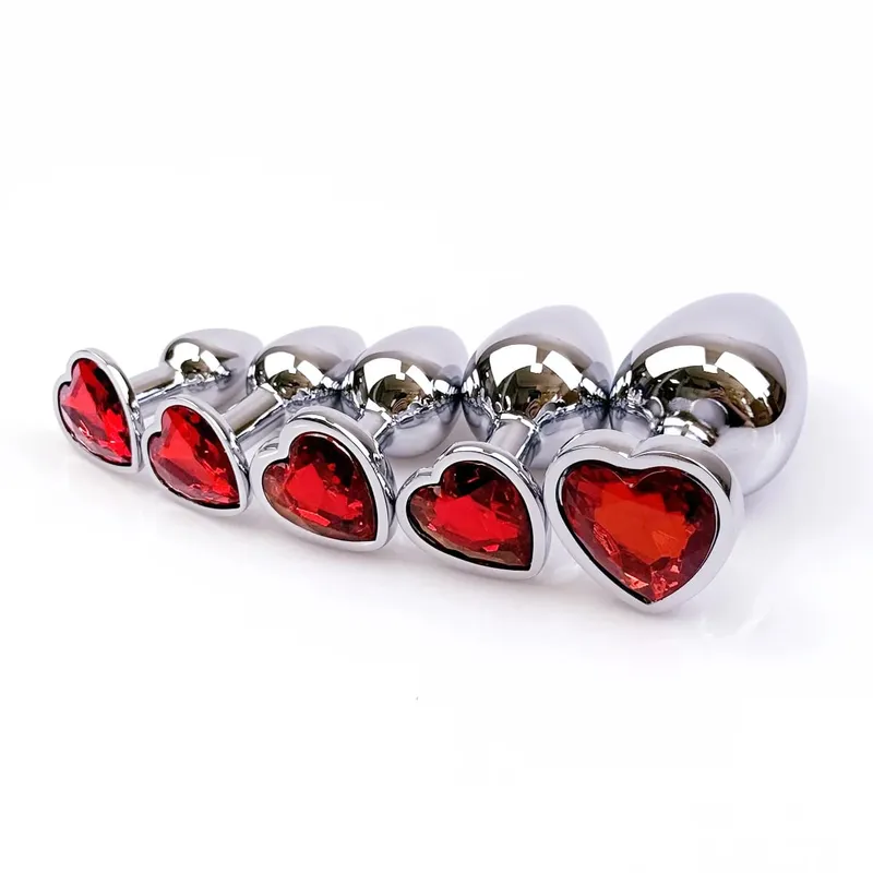 5 tamanhos coração metal cristal anal plug aço inoxidável butt plug masturbação estimulador vibradores adultos brinquedos sexuais para mulheres homens