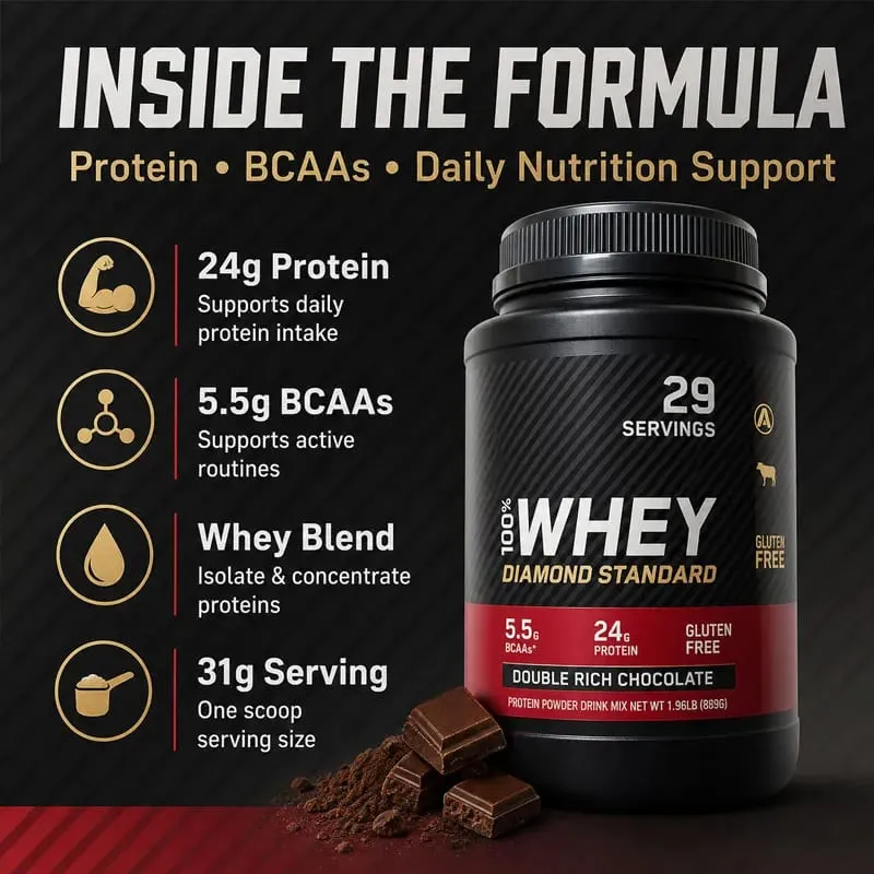 Whey Protein Powder Chocolate Flavor 899g for Daily Protein Intake and Sports Nutrition 29 Servings