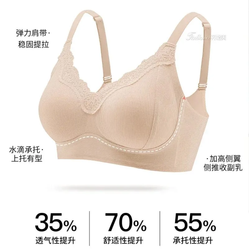 Lingerie feminina para bustos pequenos, fina, sem costura, invisível, confortável, sem fio, com suporte lateral para os seios e sutiã anti-flacidez