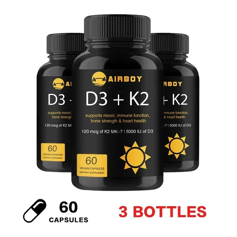 Vitamin D3+K2 Capsules - For Regulate Calcium Metabolism Promote Bone Heart and Immunity System Health