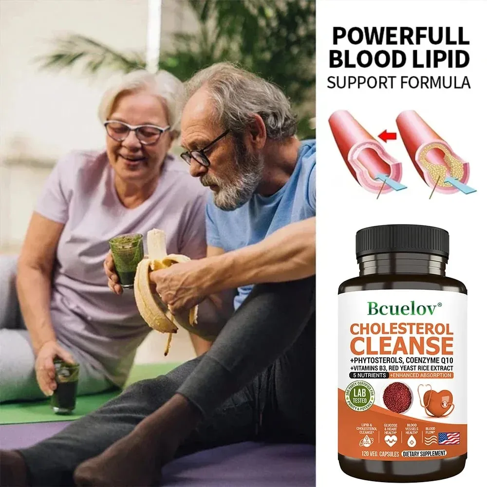 Suplemento de limpeza de colesterol - ajuda a reduzir os níveis de colesterol e promove a circulação cardiovascular e arterial saudável