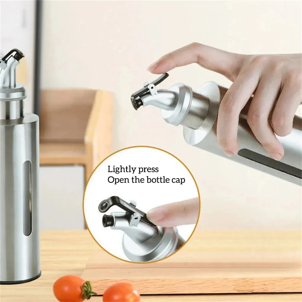 1 pçs cozinha garrafa de azeite recipiente plástico garrafa de aço inoxidável corpo pote jar pro vinagre molho titular dispensador de cozinha