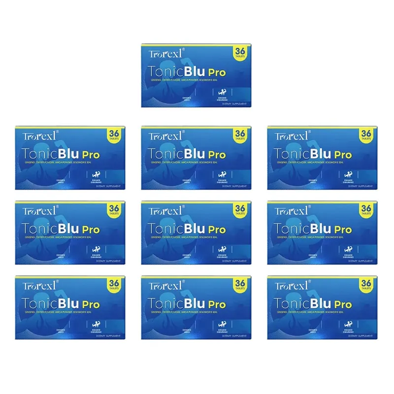 Trorexl-Tonic Blue Pills 36 Comprimidos - Desempenho Masculino Avançado Rock-Hard Stamina Flow Booste | Testado com certificação de laboratório