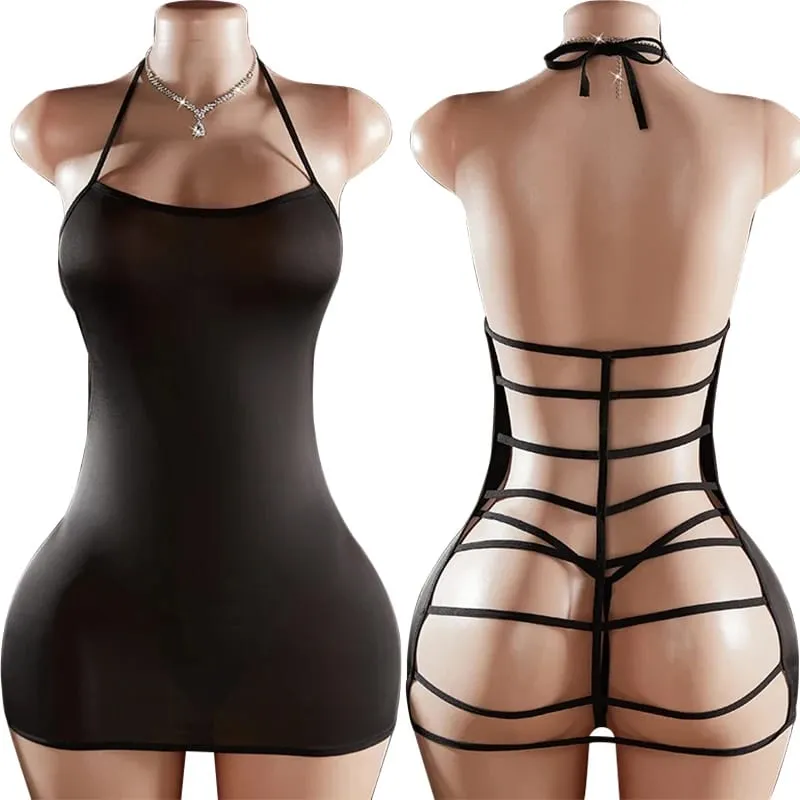 Red Sexy Crotchless Dresses For Women Summer Backless Mini Nightdress Slip Sleeveless Vestidos Y2k Clothes Evening Party Dress