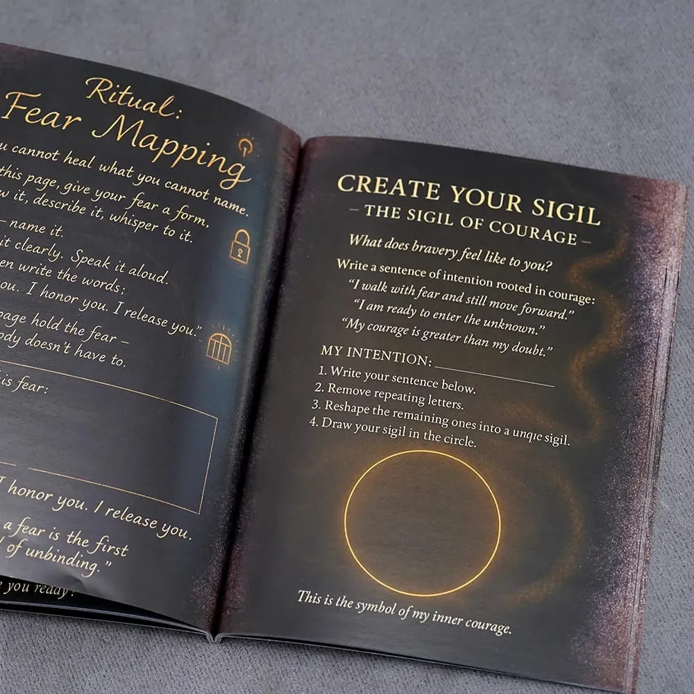 Diário de trabalho de sombra gótica Inner Alchemy Grimoire 51 páginas Grimoire Livro de sombras Bos Journal Planner Diário Grimoire 44 guiado