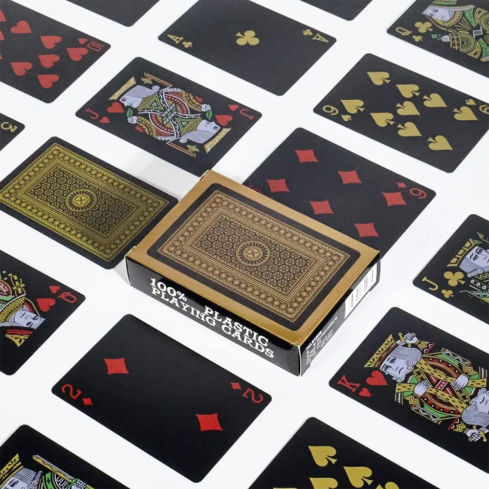 Premium Black Glod Playing Cards PVC Plastic Waterproof Durable Poker Cards Large Character Deck of Cards for Parties