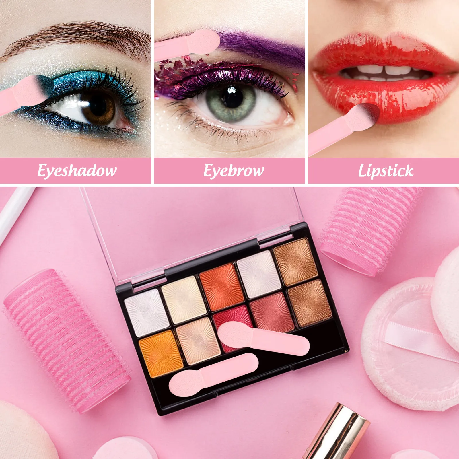 100Pcs Eyeshadow Applicator Sticks Soft Blending Sponge Brushes Makeup Tools for Eye Shadow Powder Makeup Brushes Women Teens — image 5