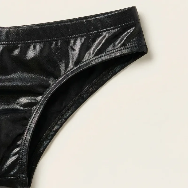 Calças triangulares de couro pu masculinas, virilha vazada, roupa íntima triangular sexy, boxe fitness, novidade adulta, presente doce, 1 peça