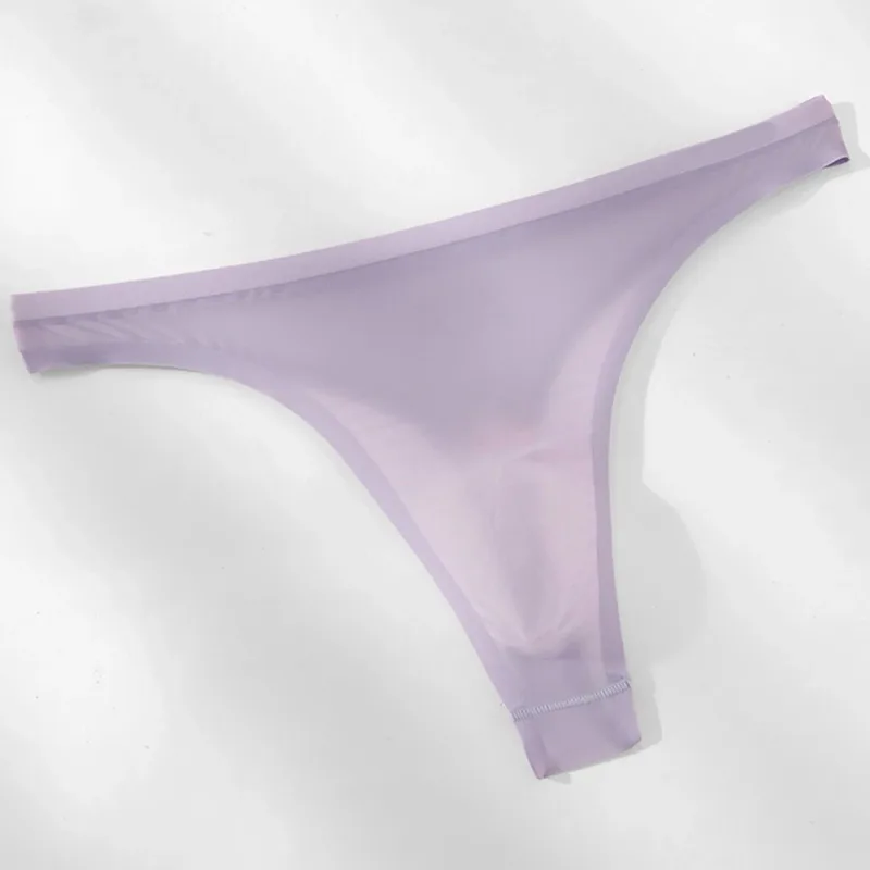 Cuecas masculinas ultrafinas de seda gelo 3d, tanga transparente, roupa íntima, cintura baixa, cuecas de biquíni em u, lingerie