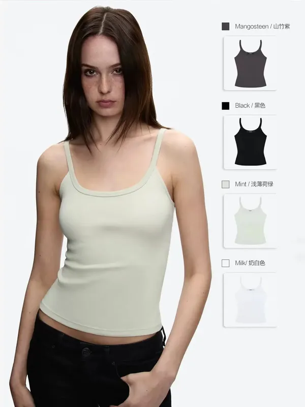 Tank American Style Crew Neck Slim Fit Stretch Basic Crop Top Sweet & Cool Sexy Camisole Vest