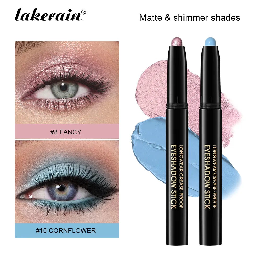 Forro de sombra em bastão, fosco e brilhante, à prova d'água, metálico, glitter, sombra, iluminador, lápis, cosméticos naturais