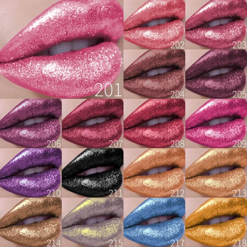 Batom líquido metálico com glitter, brilho labial de longa duração, à prova d'água, pérola brilhante, alta pigmentação, maquiagem coreana, presentes, 1 peça