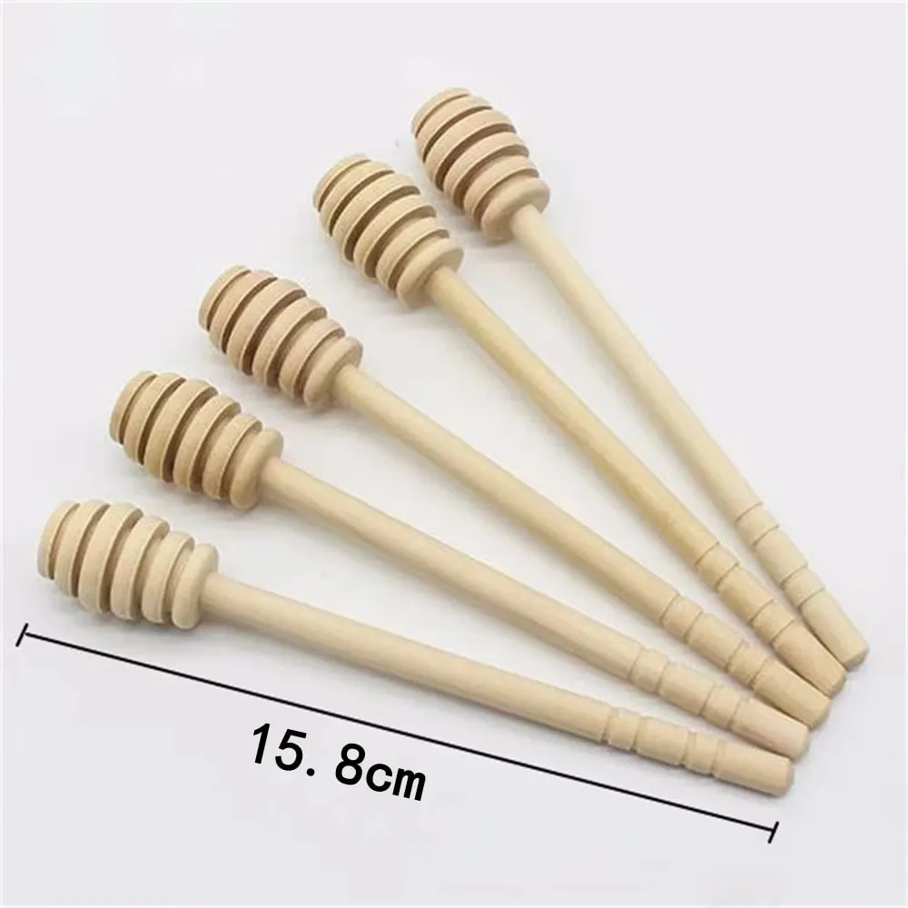 100pcs madeira mel dipper vara servidor para frasco de mel dispensar chuvisco mel