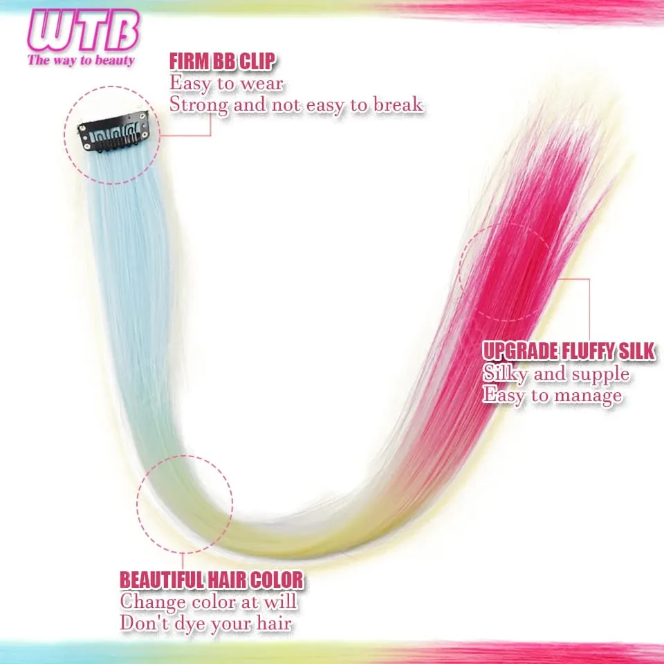 Extensões de cabelo sintéticas coloridas WTB BB Clip estilo extensões de cabelo de cor gradiente adequadas para uso diário feminino e feriados